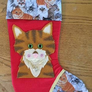 Orange Tiger house cat Christmas stocking