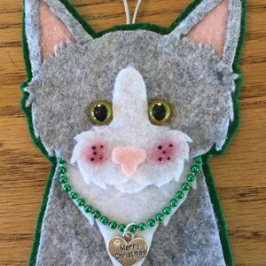 Light gray Tuxedo cat #2 Christmas ornament