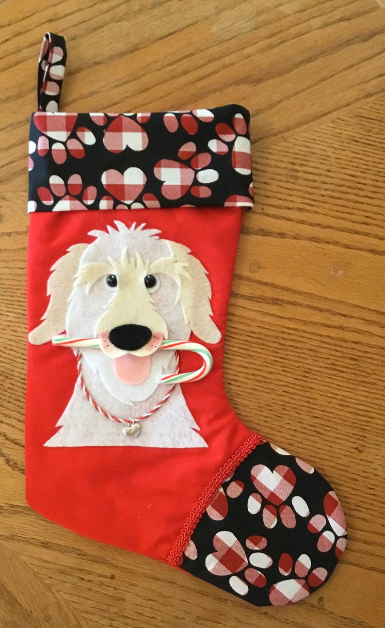 Goldendoodle dog Christmas stocking 1 Etsy