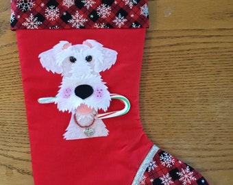 Mini White Schnauzer #2  Christmas stocking