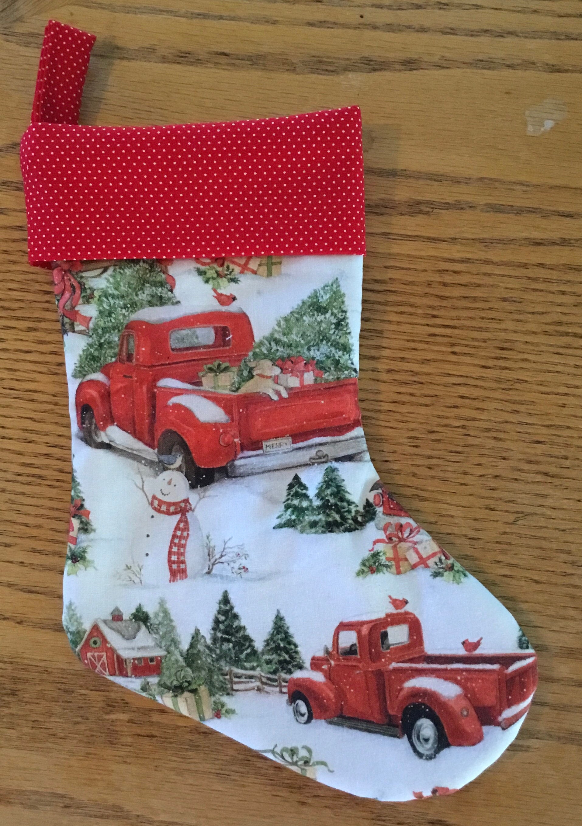 Vintage red truck christmas stocking Clearance