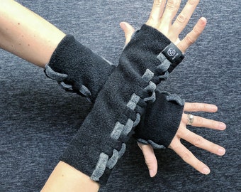 Guantes sin dedos hechos a mano, calentadores de brazos góticos, Miércoles Addams, mangas steampunk, ropa de vanguardia