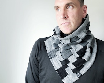 Unisex Fleece Cowl Scarf, Handmade Winter Neck Warmer