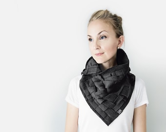 Gothic Scarf, cowl neck warmer, steampunk, soft chunky cowl, unisex scarf, fleece circle scarf, snood, winter accessories, unique gifts