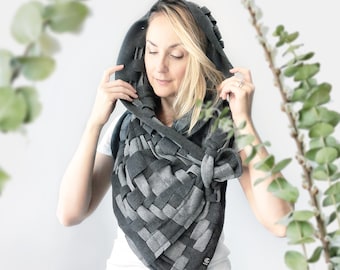 Handmade Oversized Fleece Blanket Scarf, Multi-Style, Herringbone Shawl, Cold Weather Fall/Winter