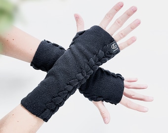 gothic goth emo gift, Convertible Gloves, Unique Fleece Fingerless Gloves, Handmade Gloves, Hand Warmers, Steam Punk Gothic Girl, addams fam