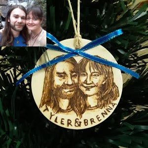 Custom Wood Burnt Christmas Ornament - Baby, Kids, Family, Pet, Animal