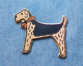 Dog With Neckerchief Gold Enamel Pin