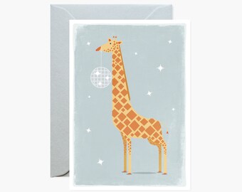 Giraffe Disco Ball Greeting Card
