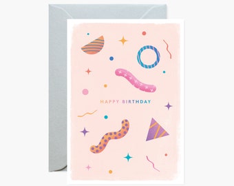 Happy Birthday Retro Shapes Greeting Card