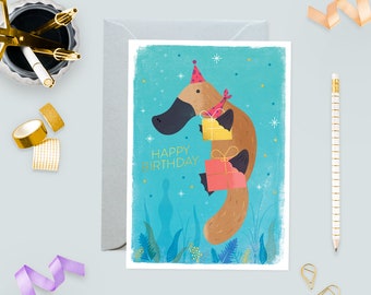 Platypus Presents Gold Foil Greeting Card