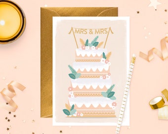 Mrs And Mrs Wedding Cake Greeting Card