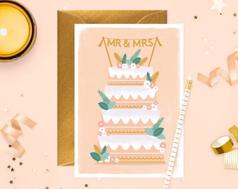 Mr And Mrs Wedding Cake Greeting Card