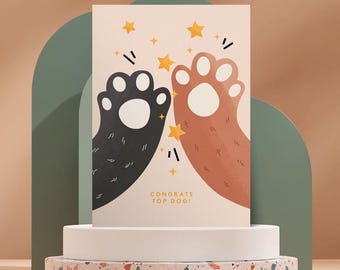 Congratulations Card Top Dog High Five Greeting Card