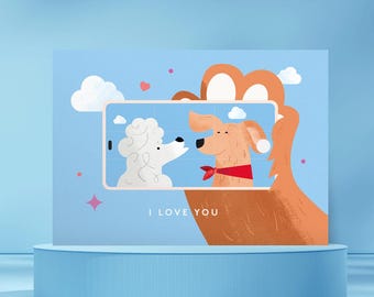 I Love You Dog Selfie Greeting Card