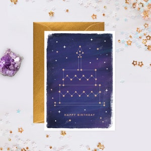 Happy Birthday Cake Constellation Greeting Card