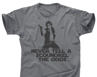 Han Solo Never Tell Me the Odds Schurke Star Wars Chewbacca Chewie Jabba die Hütte eingefroren im Carbonit Jahrtausend Falken T-Shirt