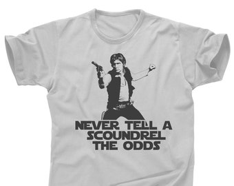 Han Solo Never Tell Me the Odds Schurke Star Wars Chewbacca Chewie Jabba die Hütte eingefroren im Carbonit Jahrtausend Falken T-Shirt