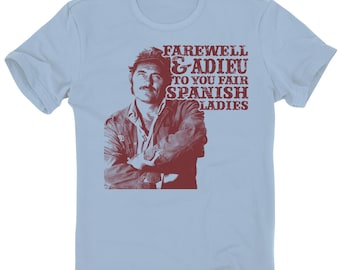 Quint Jaws Farewell And Adieu To You Fair Spanish Ladies Song You're Going To Need A Bigger Boat Robert Shaw Narragansett Movie Tee T Shirt