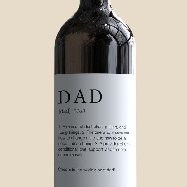 Dad Definition Father's Day wine label - Funny and loving way to celebrate Dad