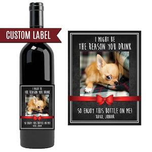 Funny Christmas gift from pet / personalized wine label with photo / present from dog or cat / gift for dog groomer  / gift for pet sitter