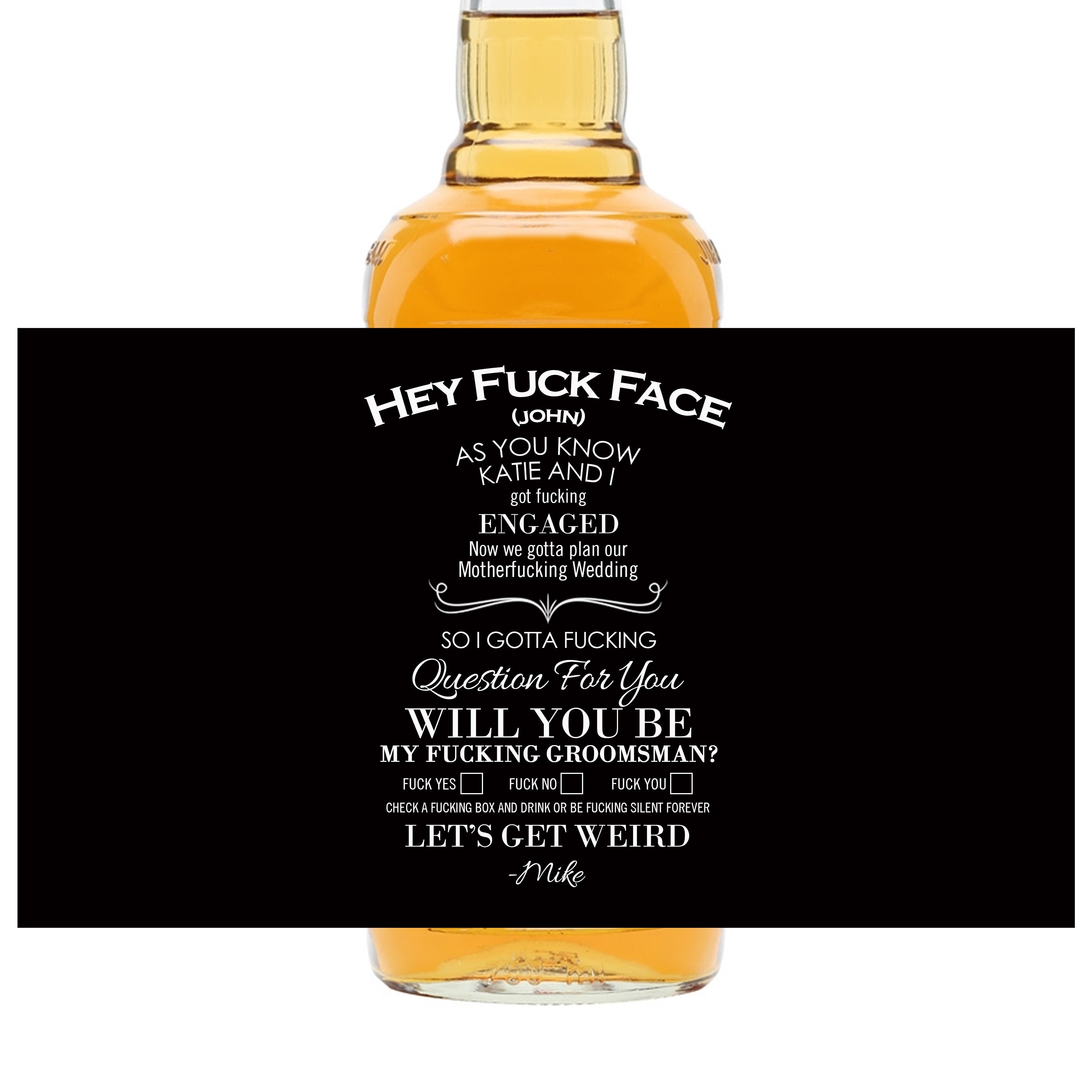 Brewed For Be My Stickers Birthday Groomsman Best Man Hey F*ck Face Set of Fireball Labels Happy Birthday You CHOOSE Any Size 