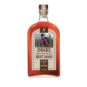 Will you be my Groomsman whiskey bottle invitation / Best Man whiskey bottle label / liquor bottle funny wedding invitation / bird dog