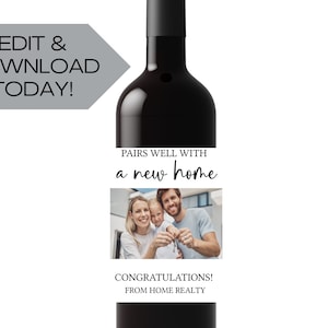 Personalized New Home Wine Label: Realtor Closing Gift (Digital Download)