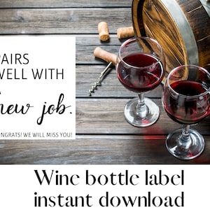 New Job Wine Label Gift: Customizable Promotion Gift (Digital Download)