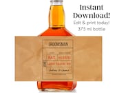 Wedding party groomsmen whiskey bottle labels brown personalized liquor bottle invitation custom best man invite bourbon labels