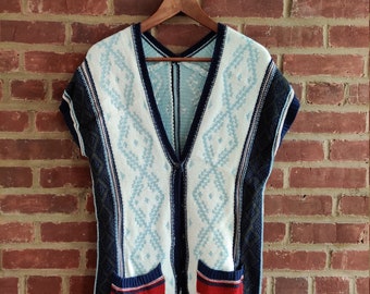 Bohemian Style Fringed Multi-Color Loose Style Knitted Cardigan Long Vest One Size
