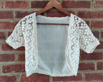 white lace cardigan short
