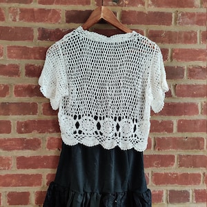 Handmade Crochet Lace Shawl Poncho One Size White Color With Crystal ...