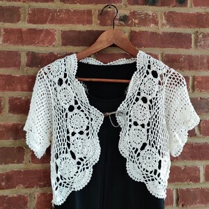 Handmade Crochet Lace Shawl Poncho One Size White Color With Crystal ...