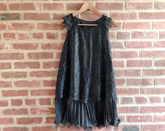 Short Crochet Lace Dress One Size Black Color