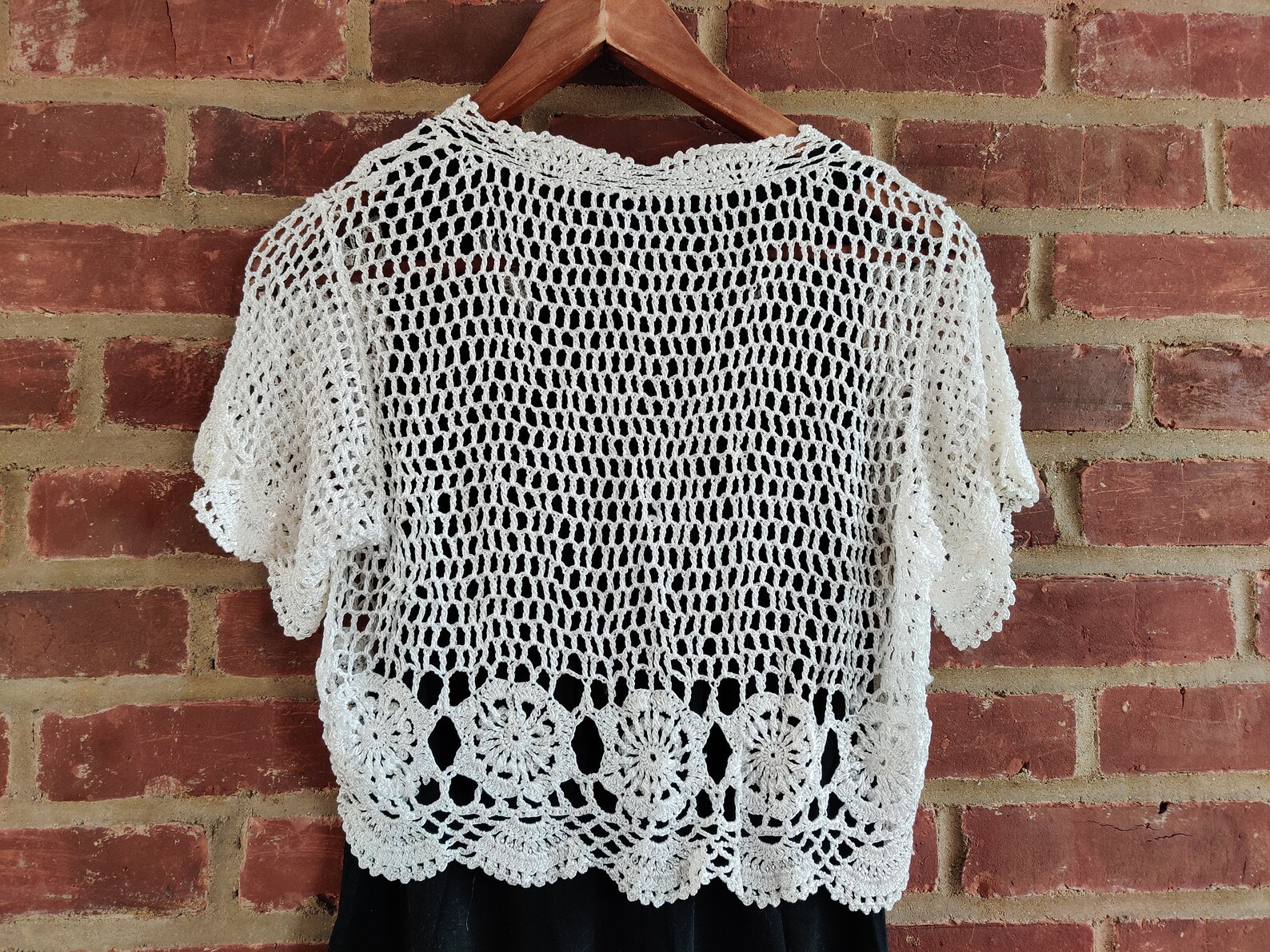 Handmade Crochet Lace Shawl Poncho One Size White Color With Crystal ...
