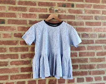 Elegant Peplum Lace Blouse Top Light Purple Color