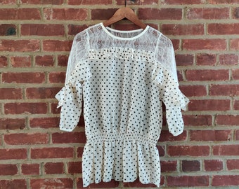 Chic Dot Chiffon Blouse One Size Light Beige Color