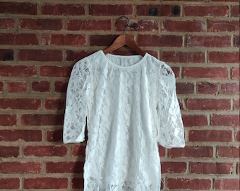 Chic Lace Blouse One Size White Color