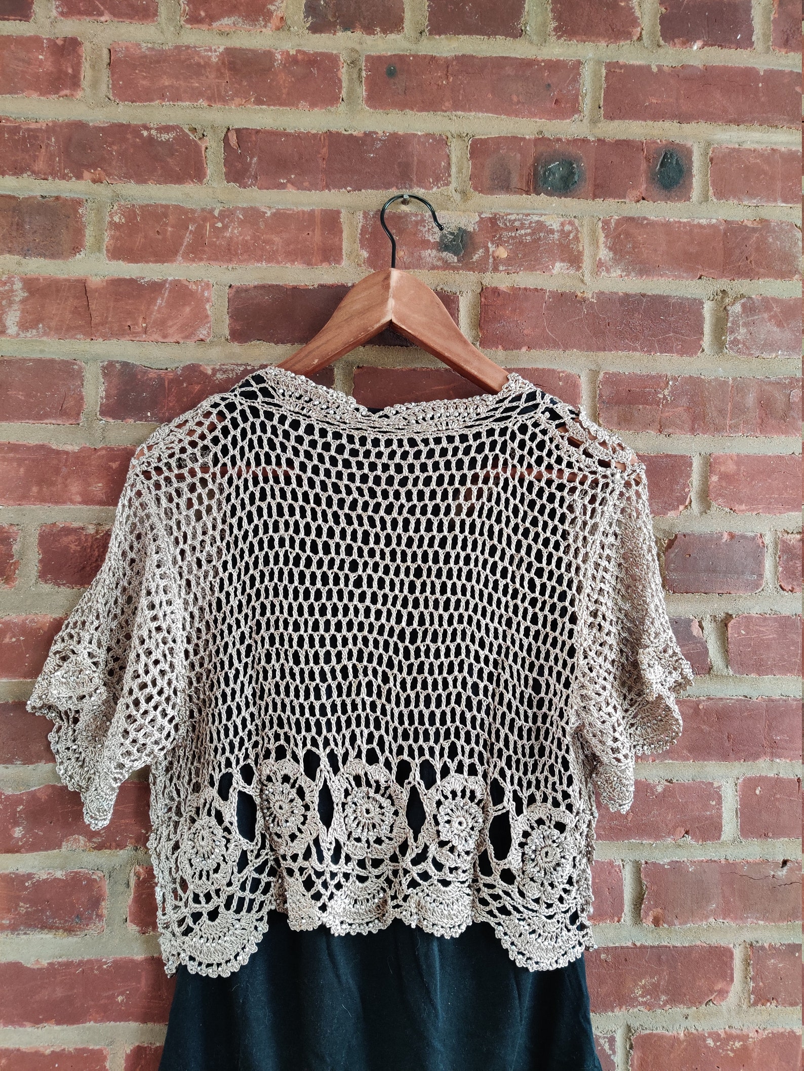 Handmade Crochet Lace Shawl Poncho One Size Light Brown Color - Etsy