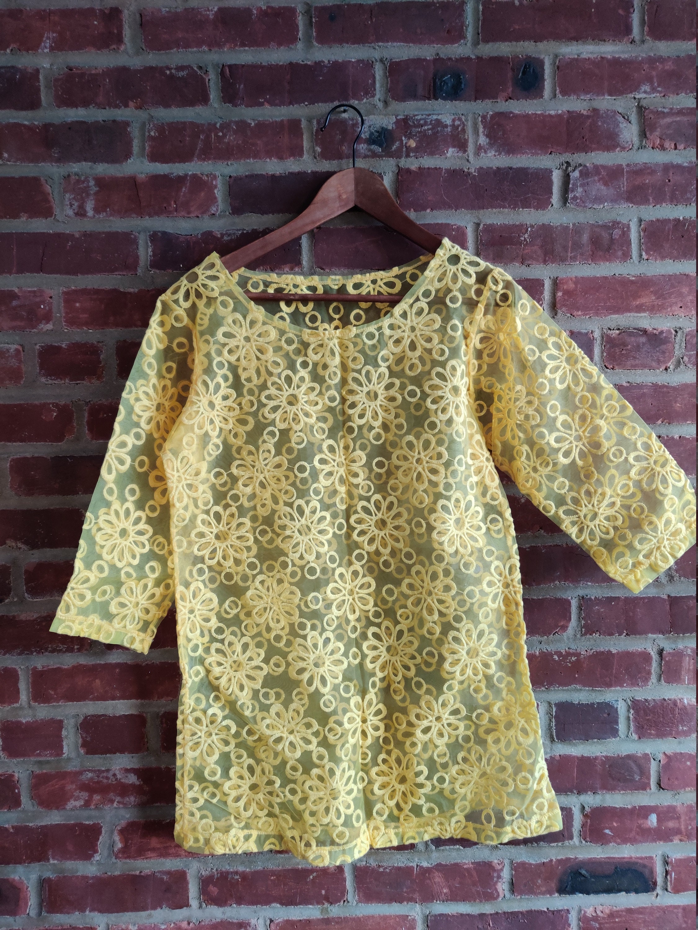 Mint Organza Applique Tunic Palazzo Set main image 1