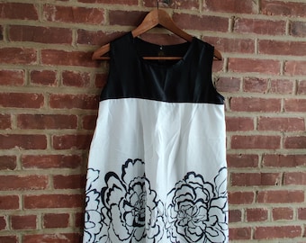Chiffon Floral  Dress Black & White Color