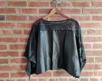 Lace Shawl Poncho Blouse One Size Black Color