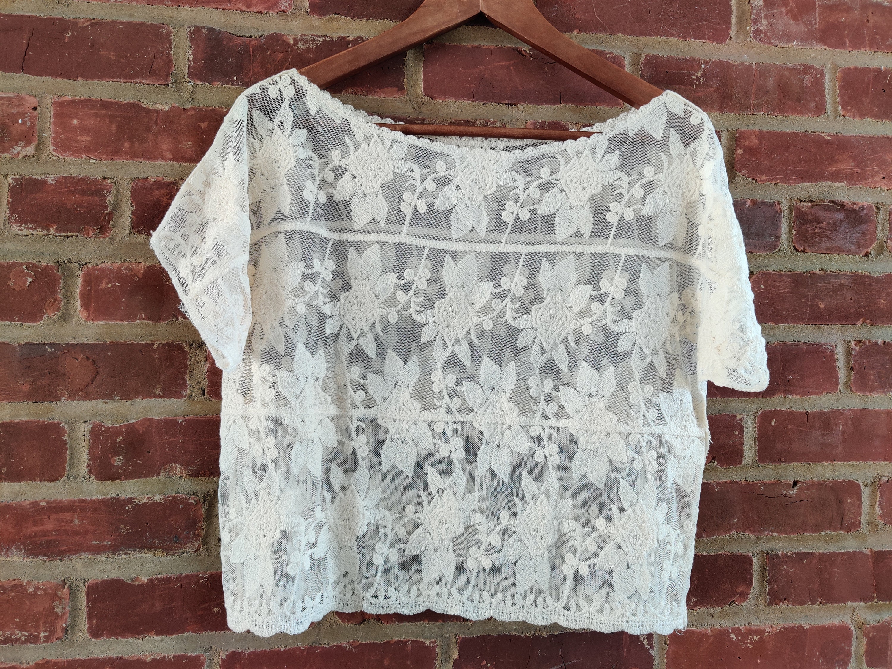 Crochet Lace Blouse Top With Vintage Roses Pattern One Size - Etsy