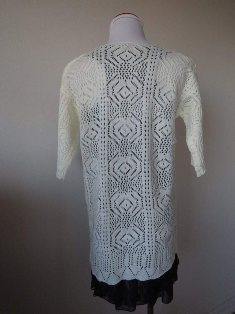 Detailed Knitted Cardigan One Size White Color