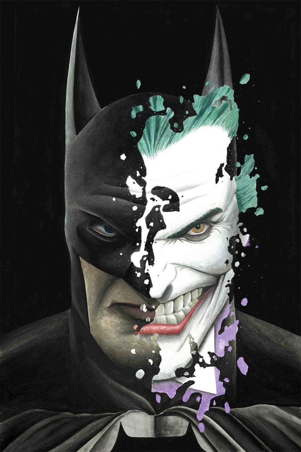 Batman/ Joker Portrait Print - Etsy