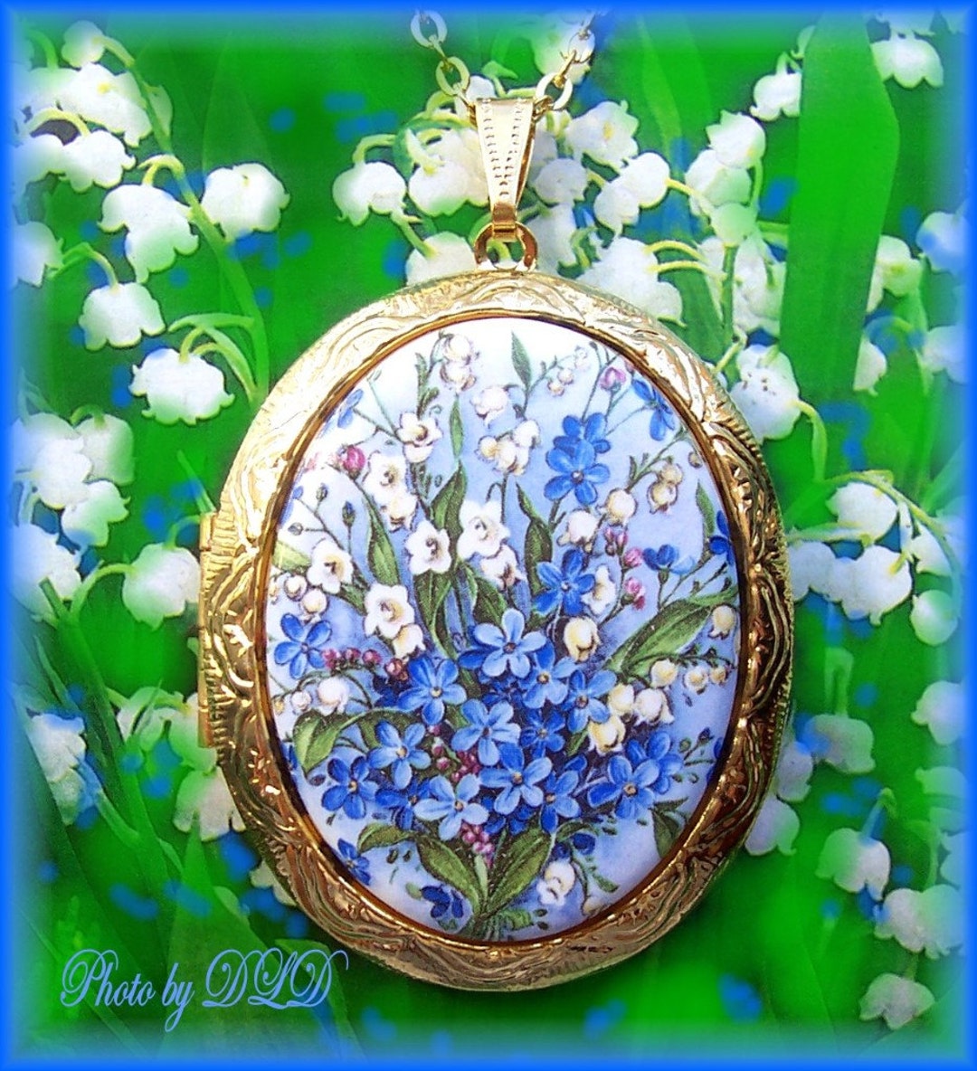 Lovely Large PORCELAIN Lily of the Valley and Blue Me Nots