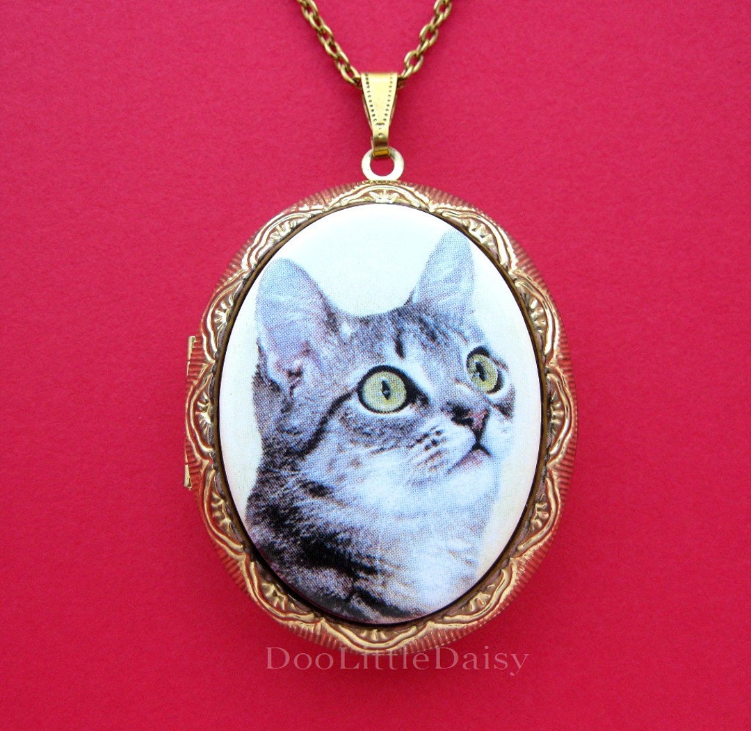Cats Feline Pet PORCELAIN GRAY TABBY Cat Kitten Cameo Costume Jewelry ...