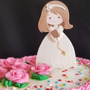 First Communion Favor, First Communion Cake Topper, Girl First Communion, Girl Communion Topper, Twins Communion Cake Topper, Girl Baptism