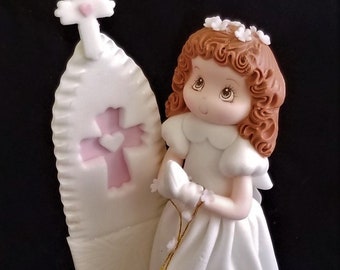 FIRST COMMUNION GIRL, Baptism Cake Topper, First Communion Favor, Communion Boy, Girl Baptism , Baptism Cake Topper, Communion Decorations